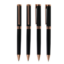 Novas idéias de produtos 2020 logotipo personalizado rosa ouro metal caneta promocional preta personalizada caneta esferográfica preta